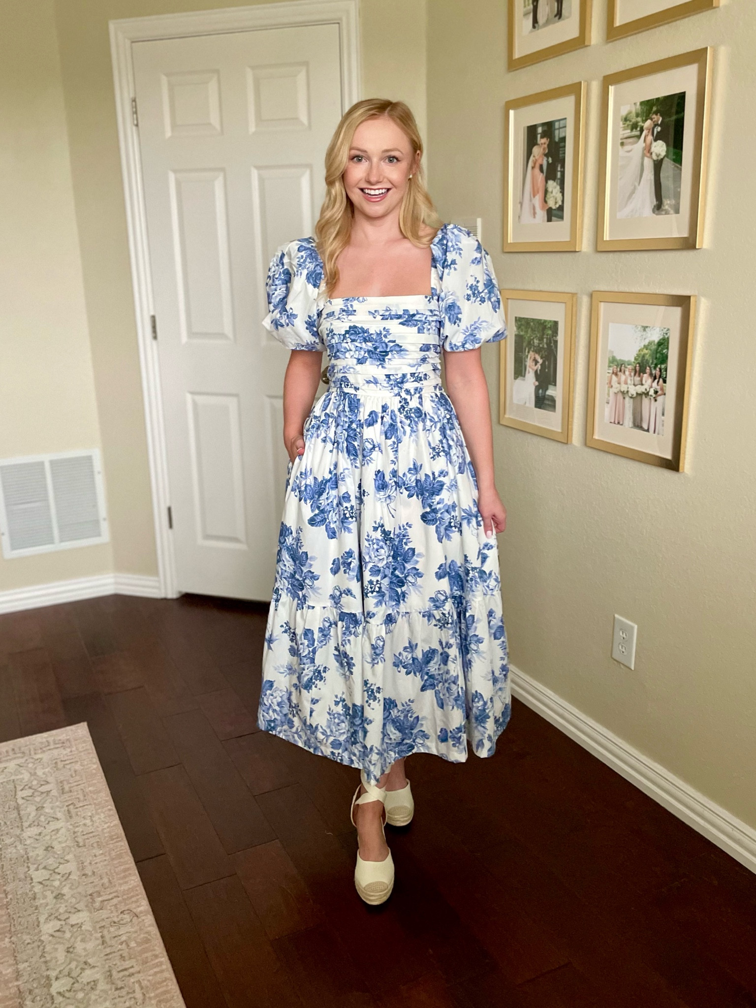 Wearing an XS regular in dress | blue and white dress, coastal granddaughter, grand millennial, midi dress, spring dress, summer dress 

#LTKfindsunder100 #LTKstyletip #LTKSeasonal