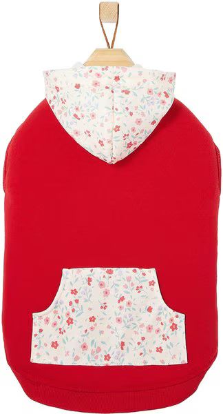 FRISCO Floral Accent Dog & Cat Hoodie, Red, Small - Chewy.com | Chewy.com