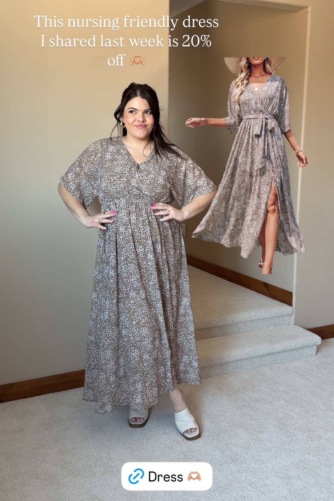 This nursing friendly dress I shared last week is 20% off 🫶🏼

Perfect for spring , teachers, family photos,  baby shower, etc 