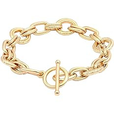 SOFYBJA 18k Gold Plated Personalized Chunky Cuban Oval Link Chain Bracelets for Men Toggle Rope B... | Amazon (US)