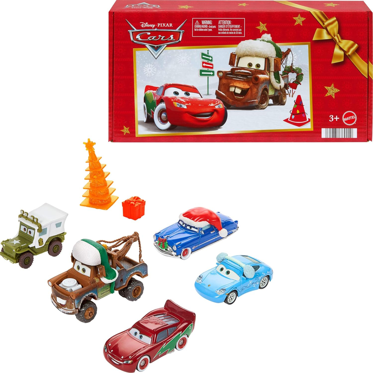 Mattel Disney Pixar Cars Toy Multipack, Set of 5 Winter-Themed Vehicles Including an Exclusive Lightning McQueen & 2 Plastic Accessories | Amazon (US)