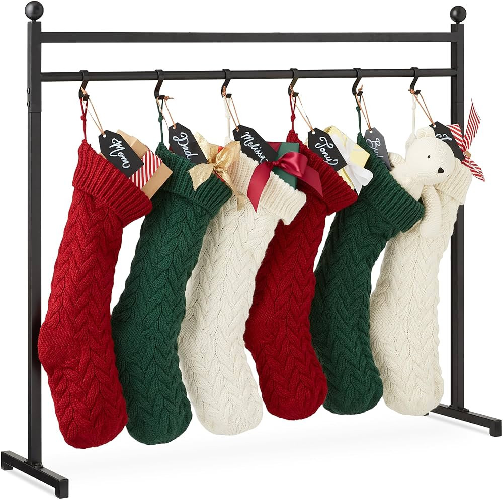 Best Choice Products 3ft Christmas Stocking Holder Stand, Holiday Décor Hanger Display for Home, Floor, Living Room w/ 8 Reusable Name Tags, Chalk Marker, 12 Hooks - Black | Amazon (US)