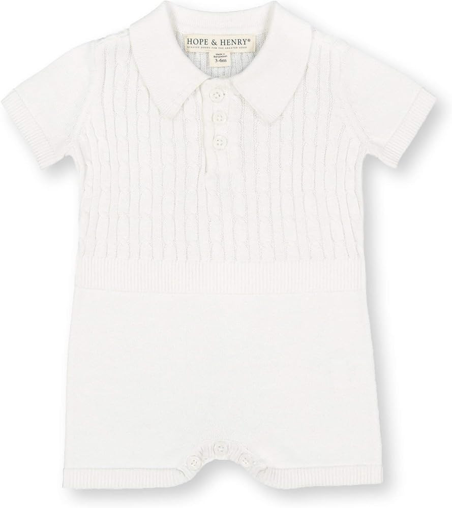 Hope & Henry Organic Cotton Sweater Romper with Button Front | Amazon (US)