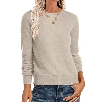 ANRABESS Sweaters for Women Long Sleeve Lightweight Crewneck Soft Basic Knit Loose… | Amazon (US)
