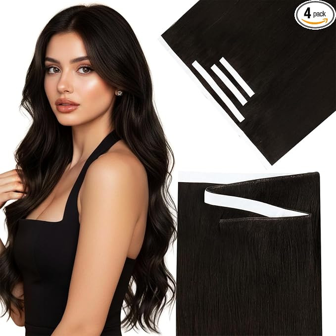 Sunny Hair 20 Inch Weft Tape in Hair Extensions Easy to Maintain | Easy to Remove 120g, Darkest B... | Amazon (US)
