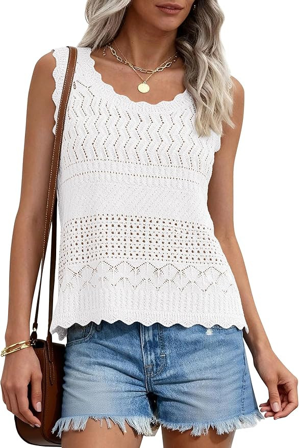 PRETTYGARDEN Womens Crochet Tank Tops 2026 Summer Spring Boho Sleeveless Cute Knit Sweater Vest T... | Amazon (US)