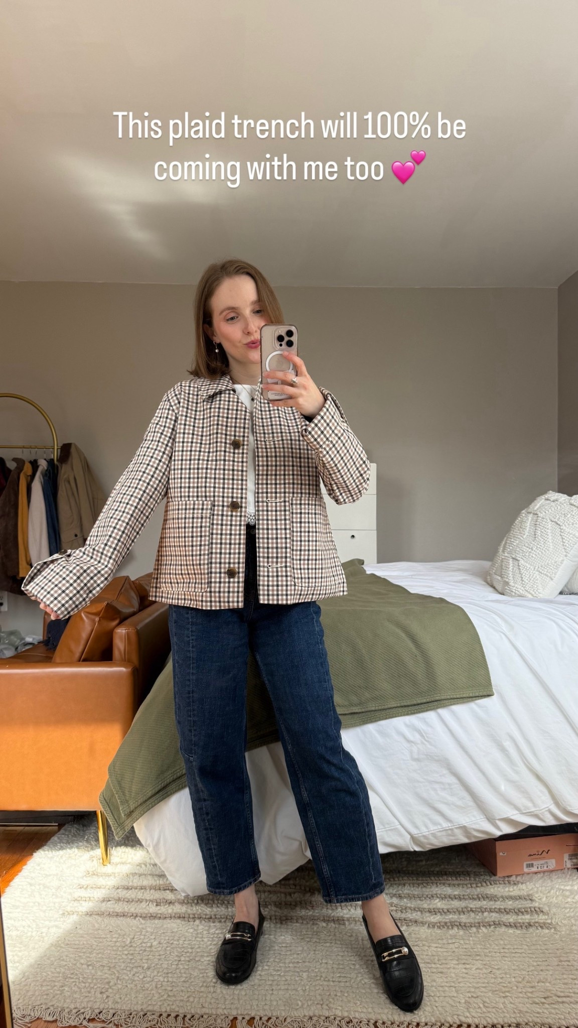 Plaid cropped trench for Europe summer 
Wearing xs 

#LTKTravel #LTKPetite #LTKSaleAlert