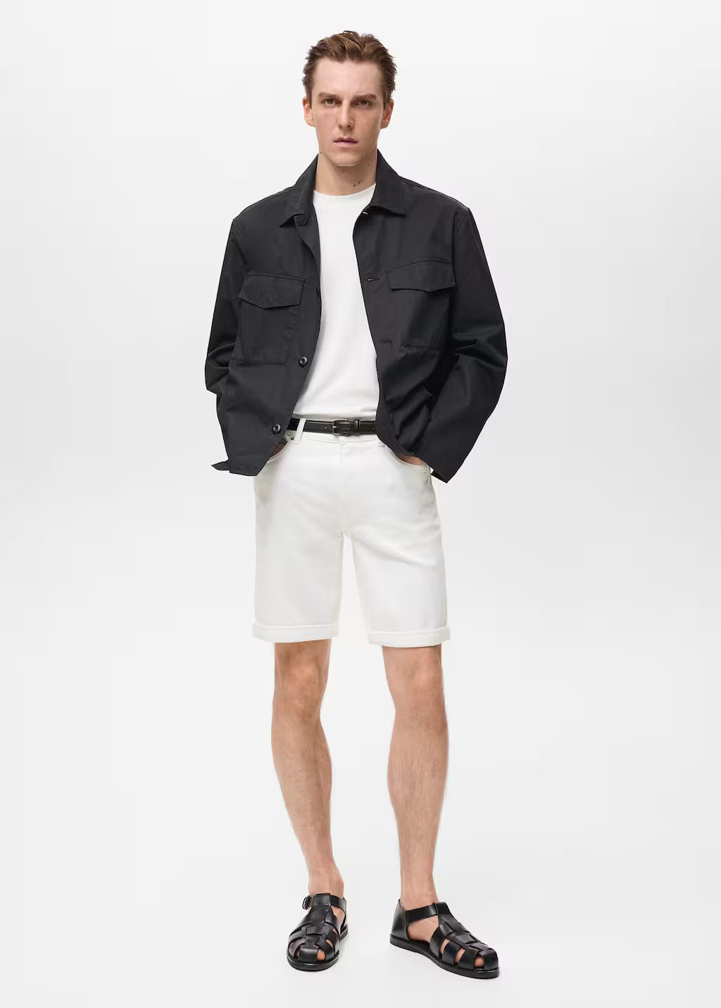 Slim-fit denim bermuda shorts off white - Men - 29 - MANGO MAN | Mango (US/MX/AU)