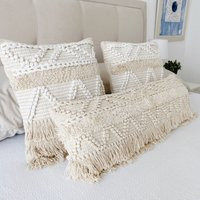 Throw Pillows, Set3 Pillow Combo, Neutral Bedding Combination, Boho Textured Sofa Tufted Covers | Etsy (US)