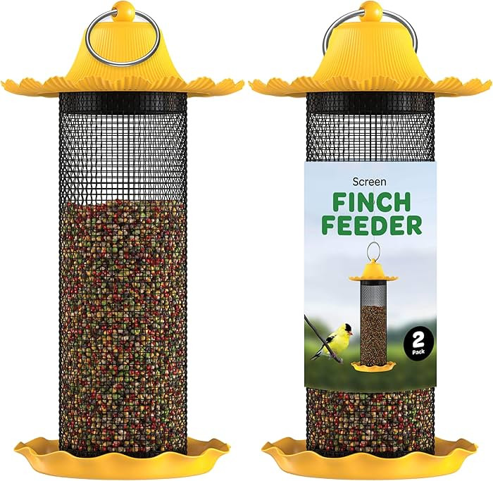 Finch Bird Feeders for Outside [Set of 2] 0.5 LB Capacity Yellow Wild Bird Feeders, Seeds Attract... | Amazon (US)