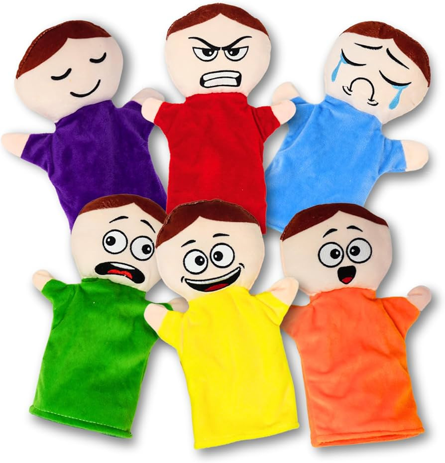 6 Pack Feeling Hand Puppets for Kids with 6 Emotions, with Moveable Arms, Soft Plush Hand Puppets... | Amazon (US)