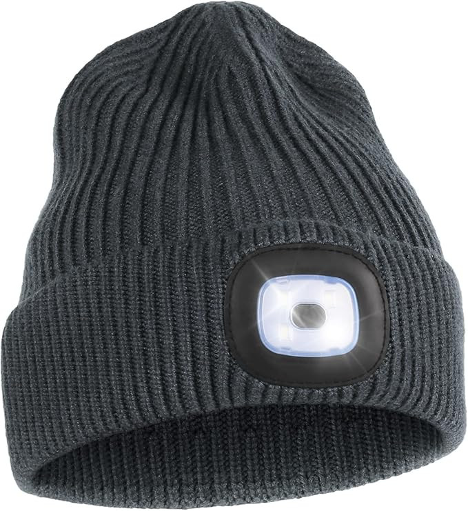 LED Beanie with Light, Unisex USB Rechargeable Headlamp Winter Knitted Cap Gifts for Men Dad Husb... | Amazon (US)