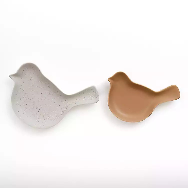 New! White and Brown Bird Trays, Set of 2 | Kirkland's Home