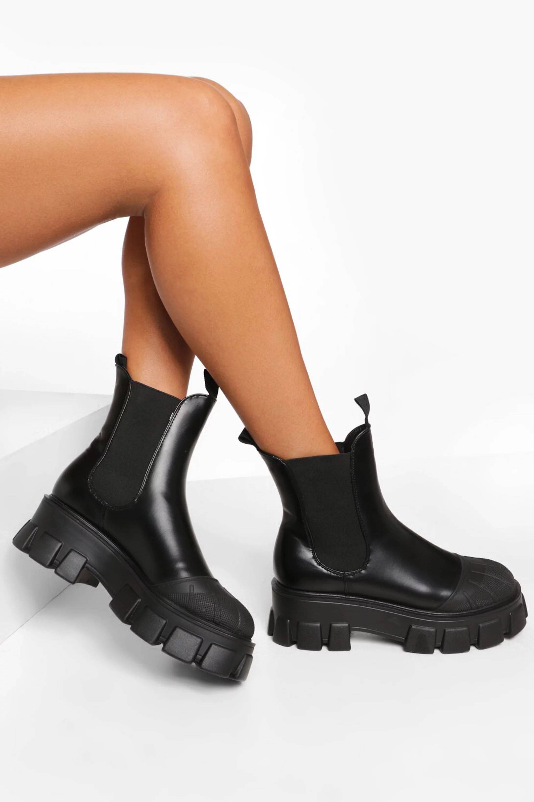 Chunky Contrast Sole Chelsea Boots | Boohoo.com (US & CA)
