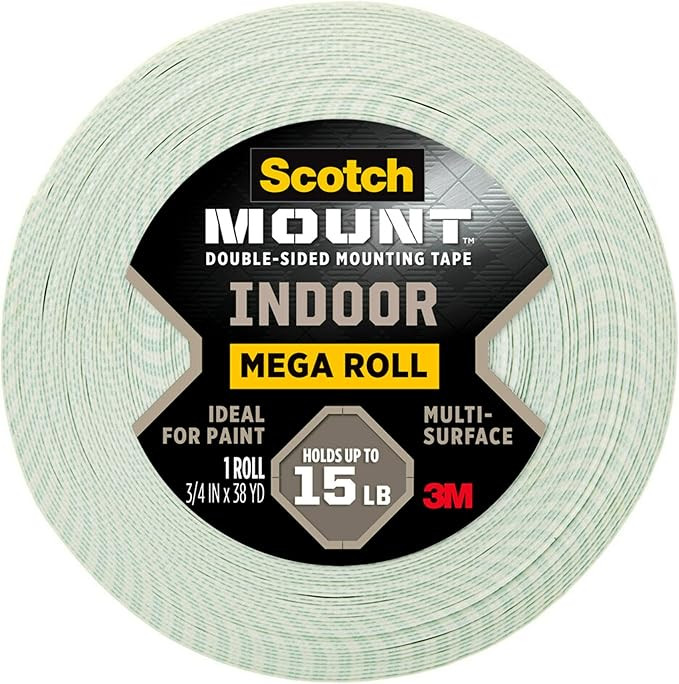 Scotch-Mount Double-Sided Tape Mega Roll, 3/4 in x 114 ft, Indoor Mounting White Tape, Features 3... | Amazon (US)