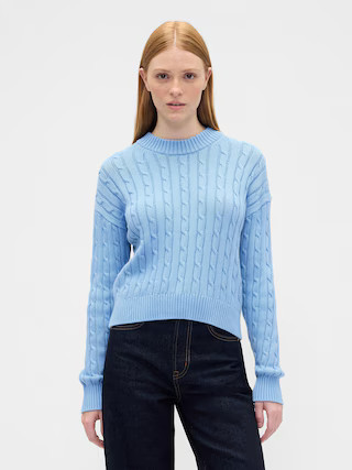 Relaxed Cable-Knit Crewneck Sweater | Gap Factory