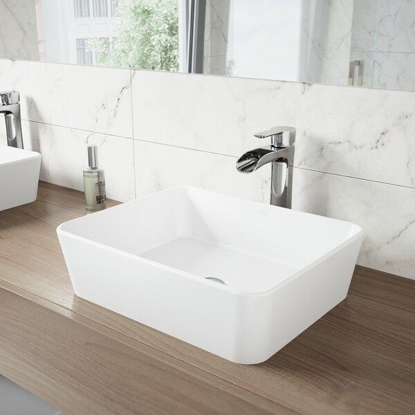 VIGO Marigold Matte White Stone Vessel Bathroom Sink | Bed Bath & Beyond