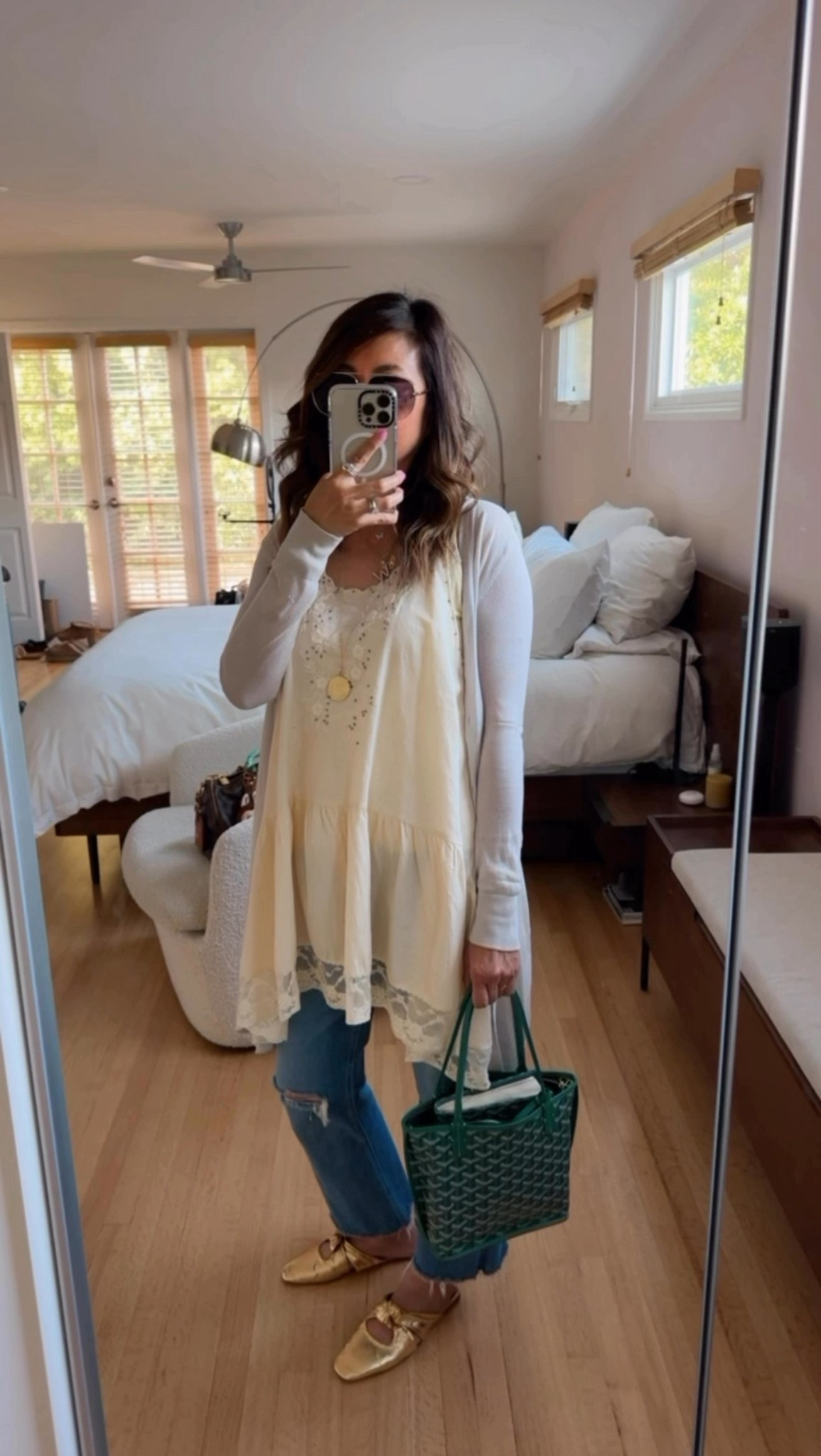 First out of office summer look—LA edition! 🌞 Easy layers, comfy slides, and just the right amount of cool to chase kids and errands without breaking a sweat. 
Cardigan (size S)
Tank (size S)
Jeans (size 27)
Shoes (size 6.5)

#LTKStyleTip #LTKSeasonal #LTKSummerEdit