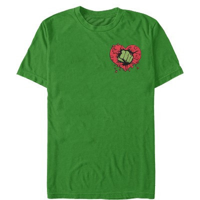 Men's Marvel Valentine's Day Hulk Heart Smash  T-Shirt - Kelly Green - Medium | Target