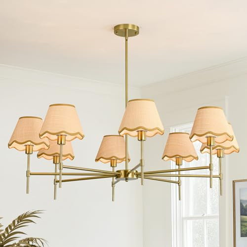 42 Inch Boho Rattan Chandelier, 8-Light Farmhouse Pendant Light Fixture with Wicker Lamp Shade, R... | Amazon (US)