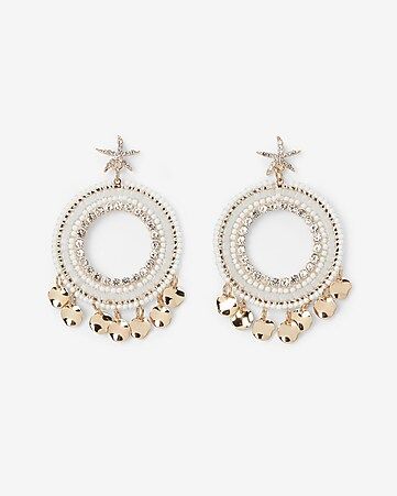 Starfish Beaded Disc Drop Earrings | Express