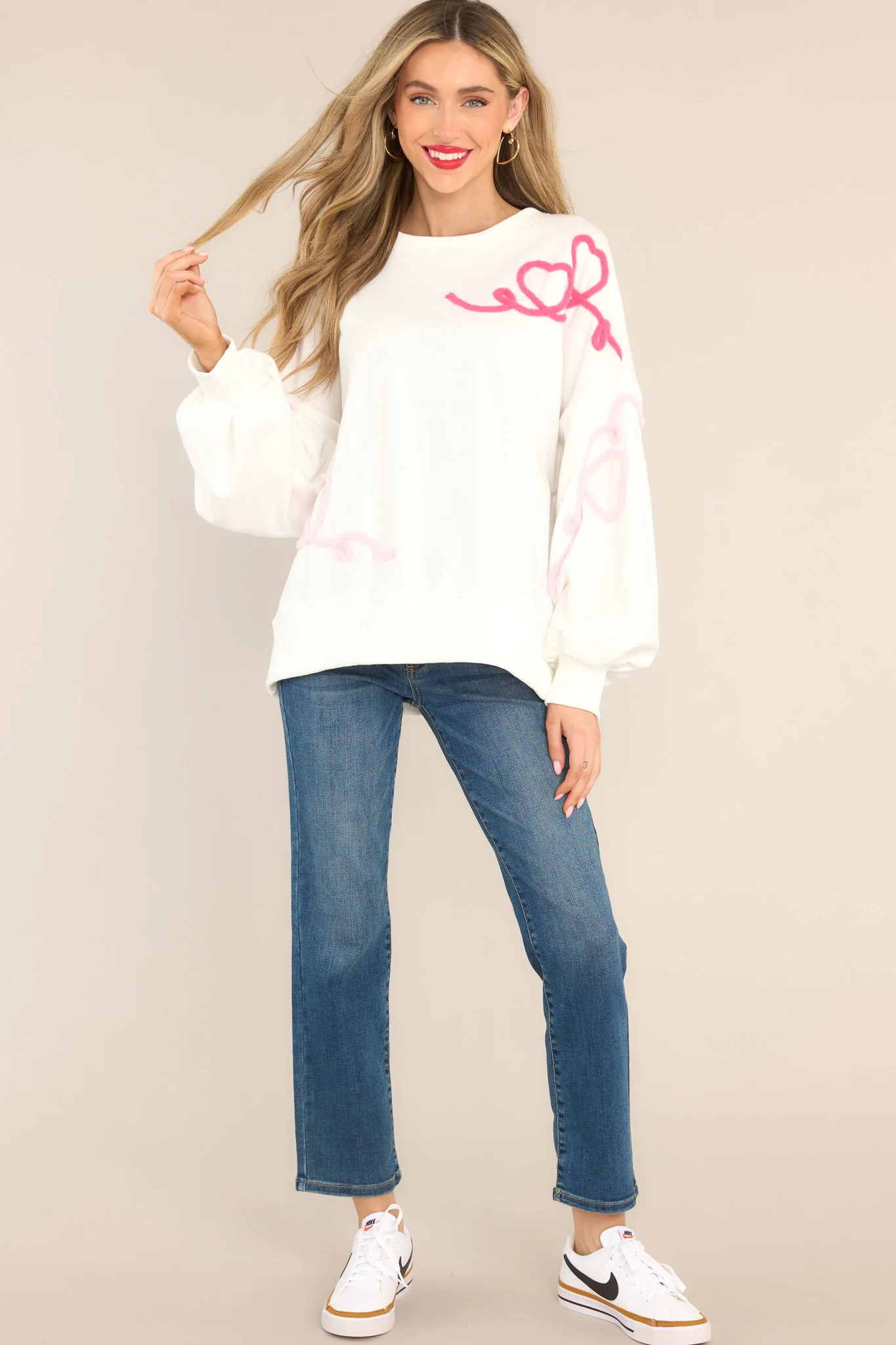 You're Mine White Sweatshirt | Red Dress 