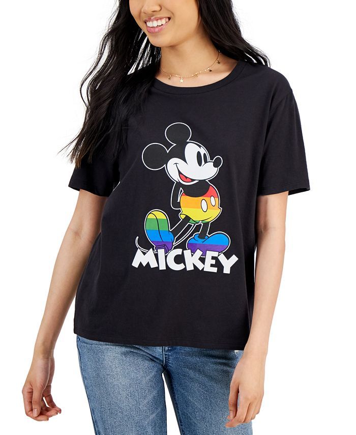 Disney Juniors' Mickey Mouse Rainbow Graphic-Print T-Shirt & Reviews - Tops - Juniors - Macy's | Macys (US)