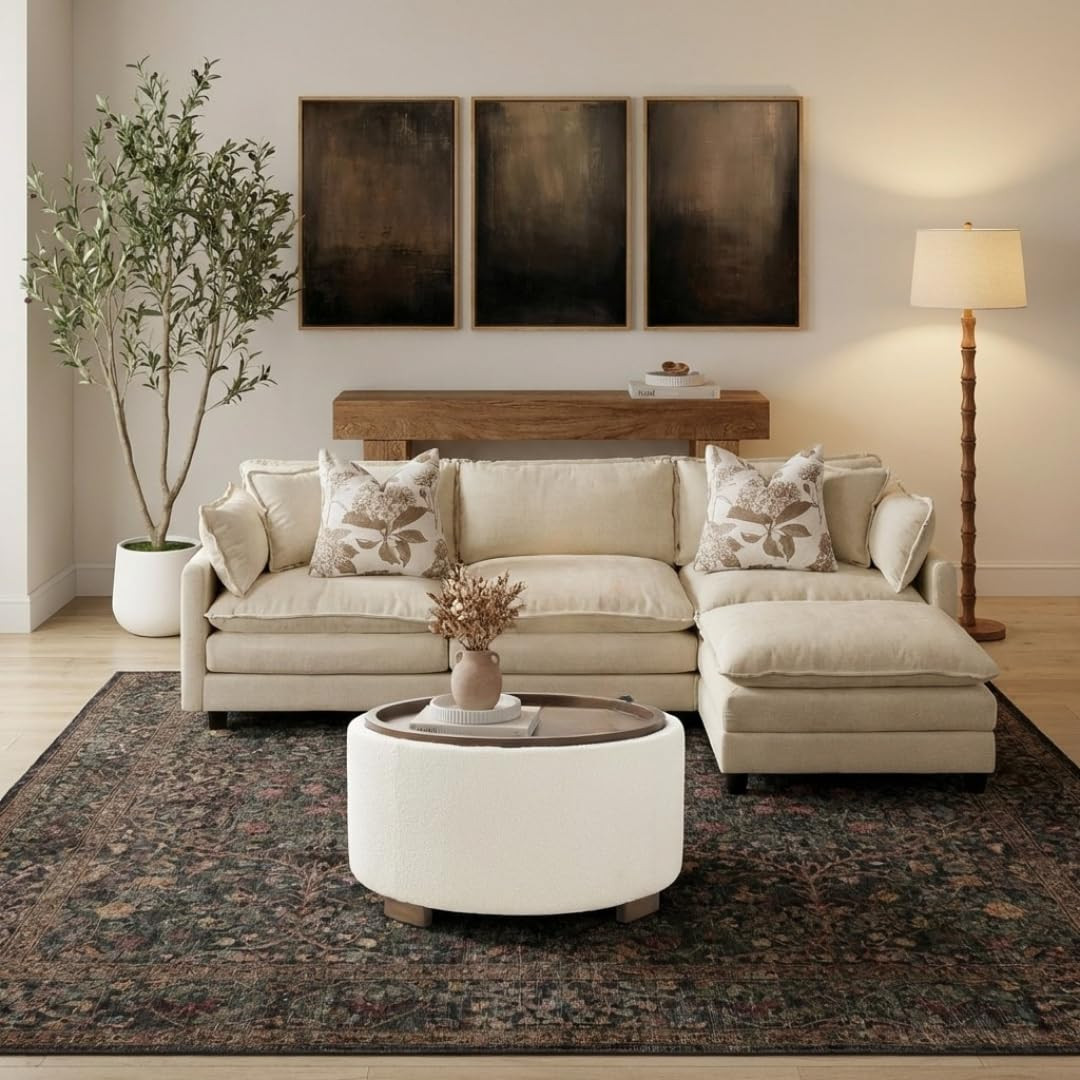 Elevate your living space with this chic sectional sofa and matching ottoman. Perfect for any modern home! Washable area rug. Sectional sofa 

 #LTKHome