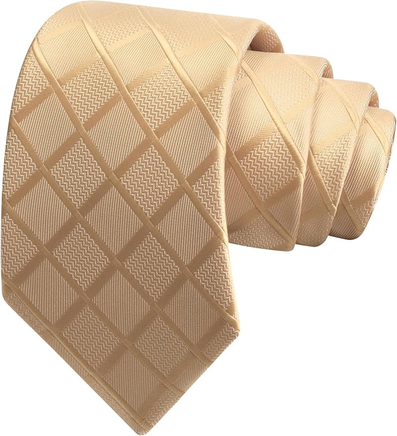 GUSLESON 3.15"(8cm) Fashion Solid Plaid Ties Mens Woven Jacquard Necktie for Wedding | Amazon (US)