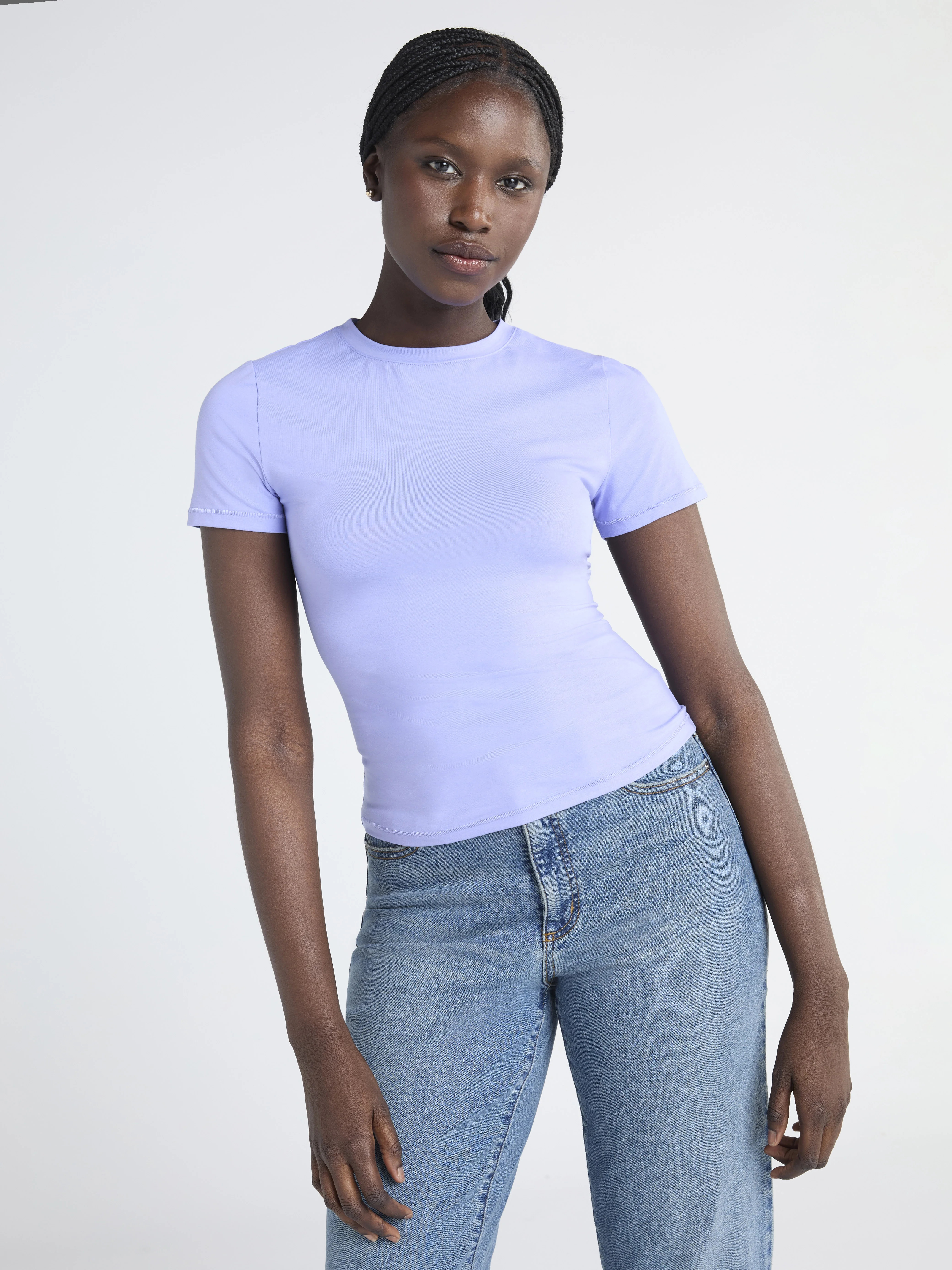 Scoop Women's Ultimate Refined Jersey Knit Fitted Baby Tee, Sizes XS-XXL | Walmart (US)