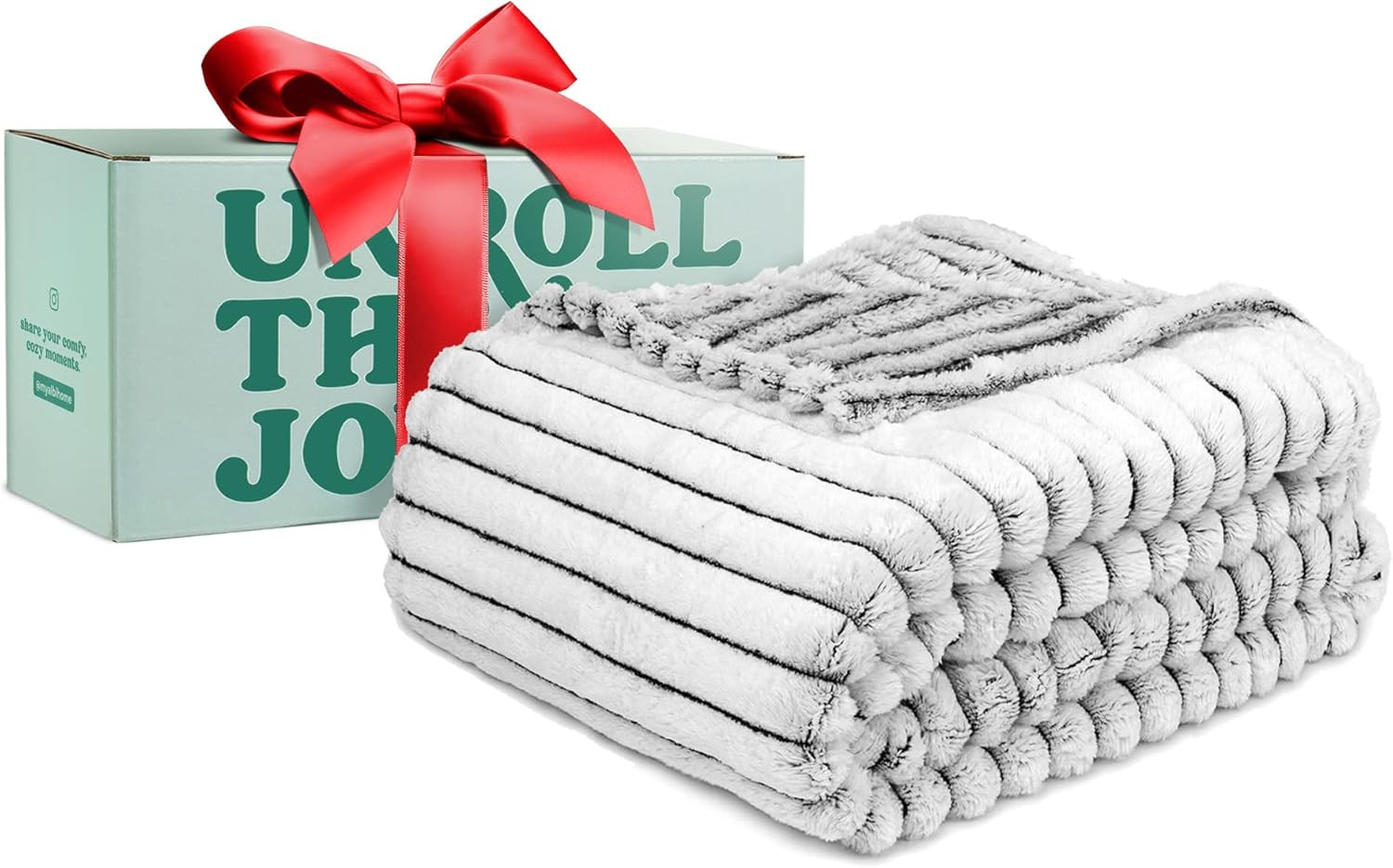 GREEN ORANGE 50" x 60" Fleece Throw Blanket in a Gift Box, Black & White Striped Color, 300GSM Wa... | Amazon (US)