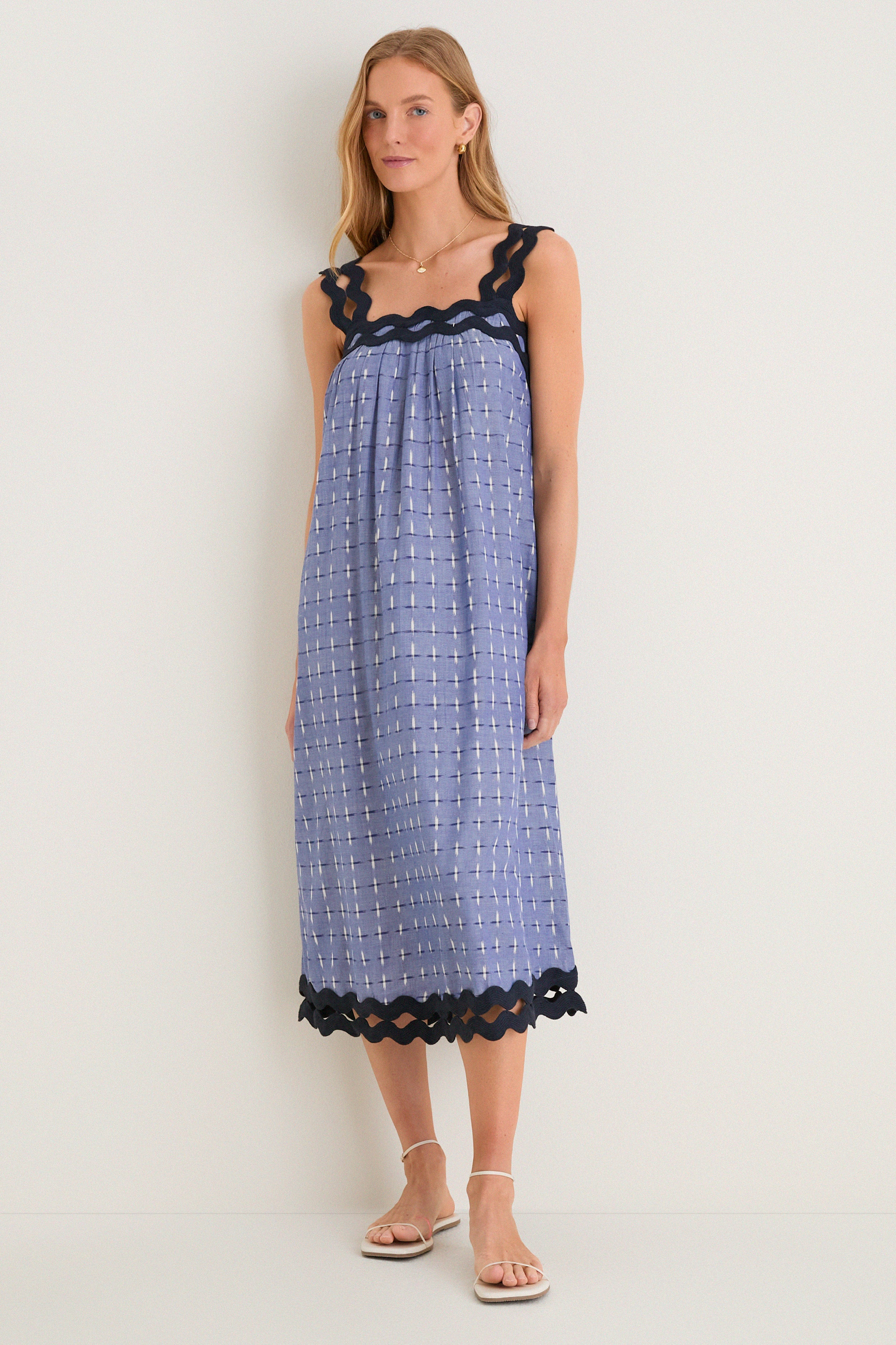 Azure Ikat Embroidered Ellis Dress | Tuckernuck (US)