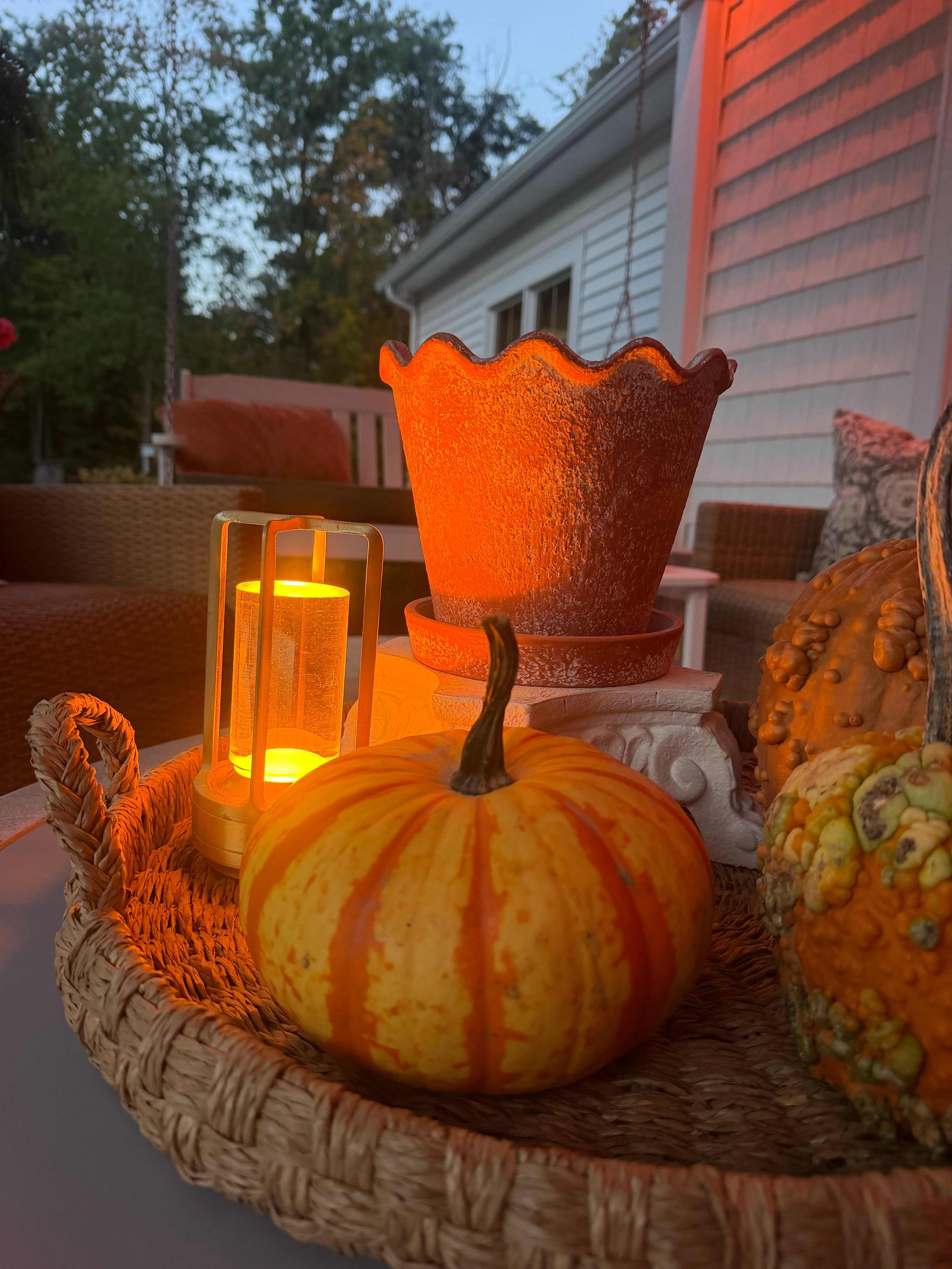 Here is a quick Fall tabletop setup to inspire your outdoor space.  

 #LTKSeasonal #LTKHome