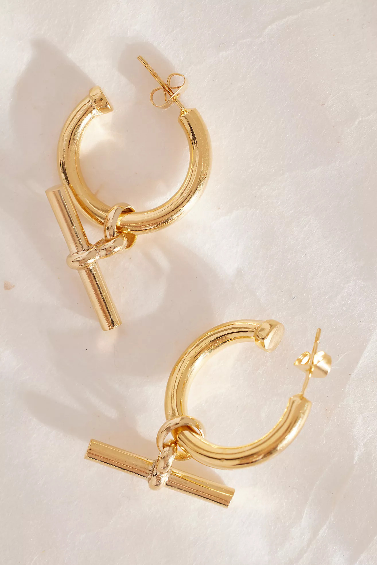 Tilly Sveaas Gold-Plated Large T-Bar Hoop Earrings | Anthropologie (UK)