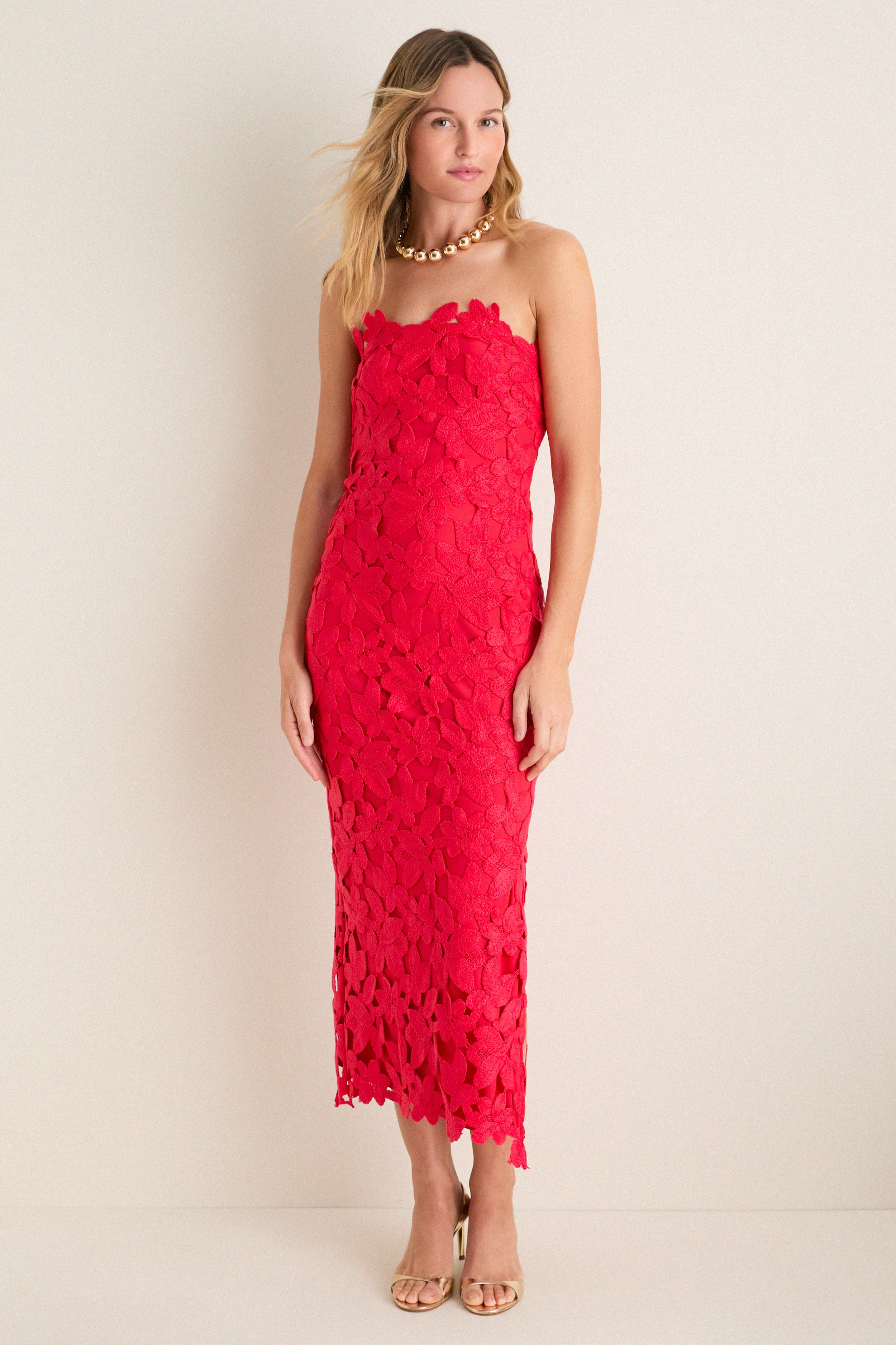 Cherry Red Philomena Midi Dress | Tuckernuck (US)