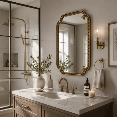 Gold Irregular Beaded Metal Wall Mirror | Wayfair North America