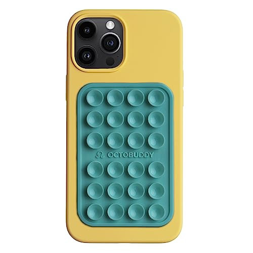 OCTOBUDDY Classic MAX - Silicone Suction Phone Case Adhesive Mount - Hands-Free, Strong Grip Holder for Selfies and Videos - iPhone and Android Compatible - 2.6″ x 3.9″, Turquoise | Amazon (US)