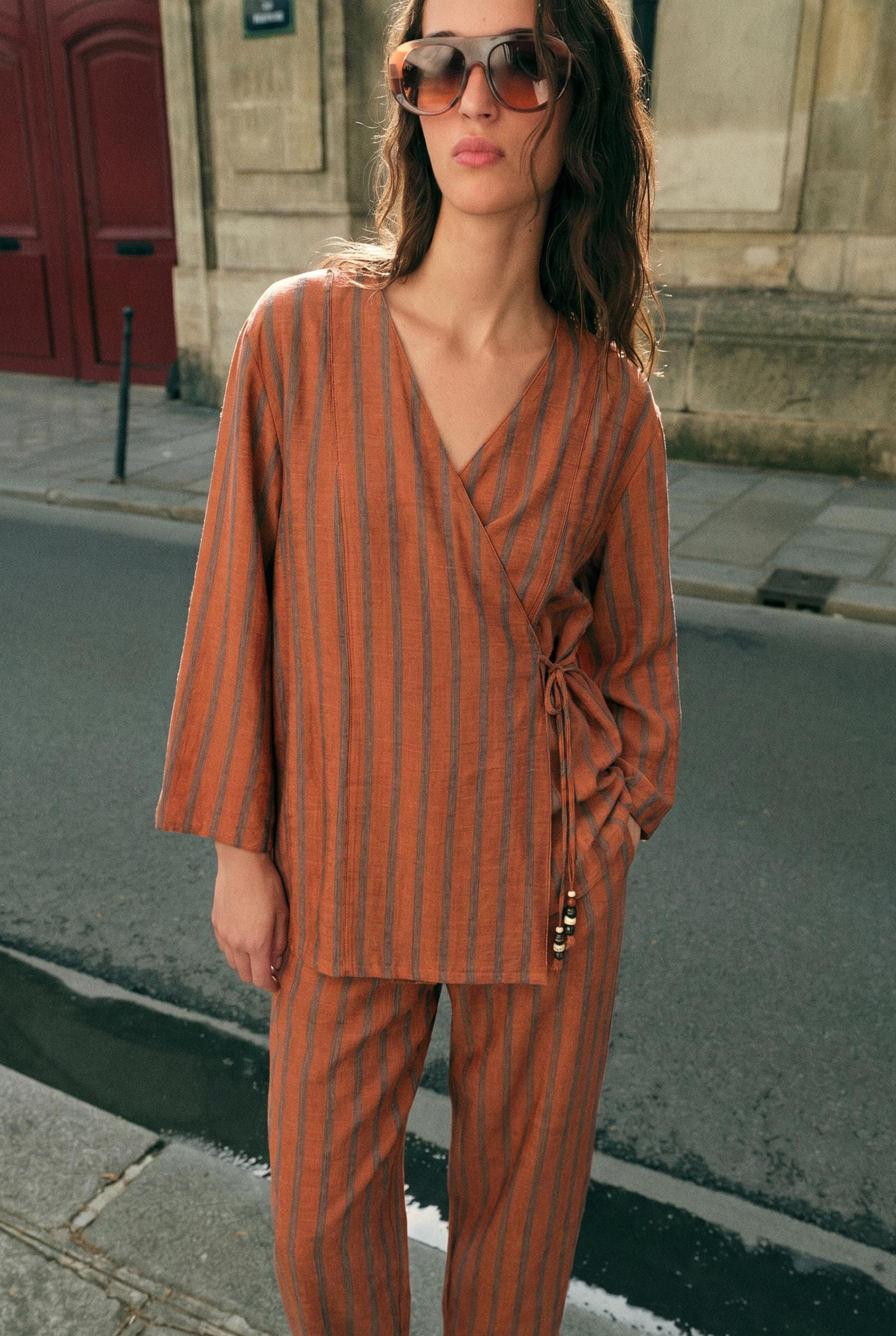 STRIPED WRAP JACKET | Zara US
