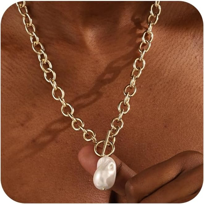 Moodear Cross Necklace for Women Trendy Chunky 14K Gold Plated/Silver Plated Cross Pendant Neckla... | Amazon (US)