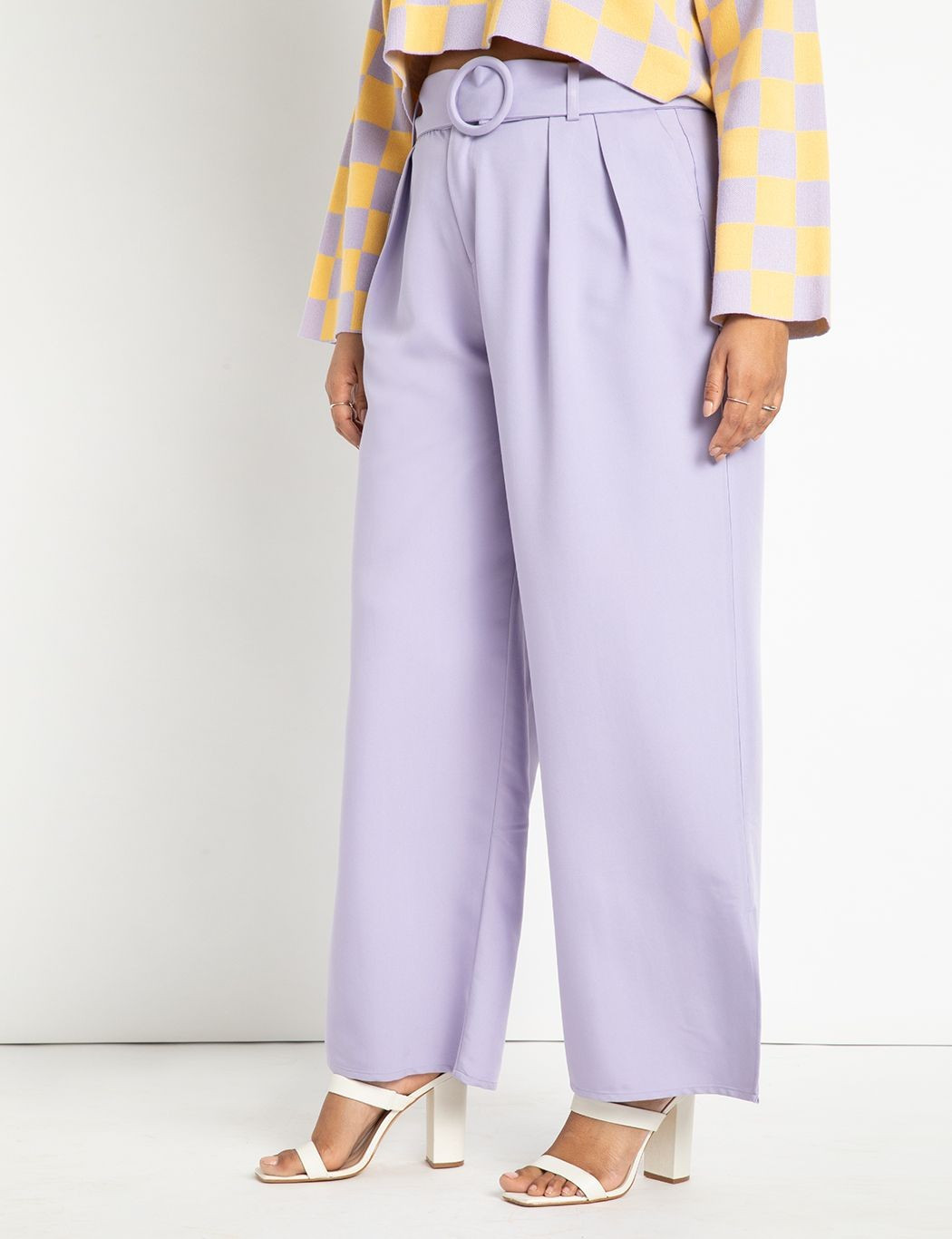 Belted Trouser With Side Slit | Women's Plus Size Pants | ELOQUII | Eloquii