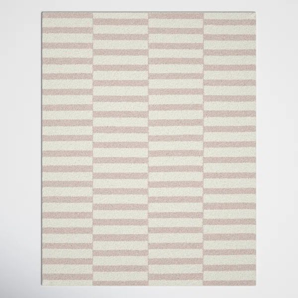 Kalise Striped Machine woven Pink Area Rug | Wayfair North America