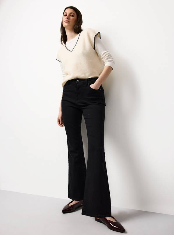 Black Denim Slim Fit Flares 22R | Tu Clothing