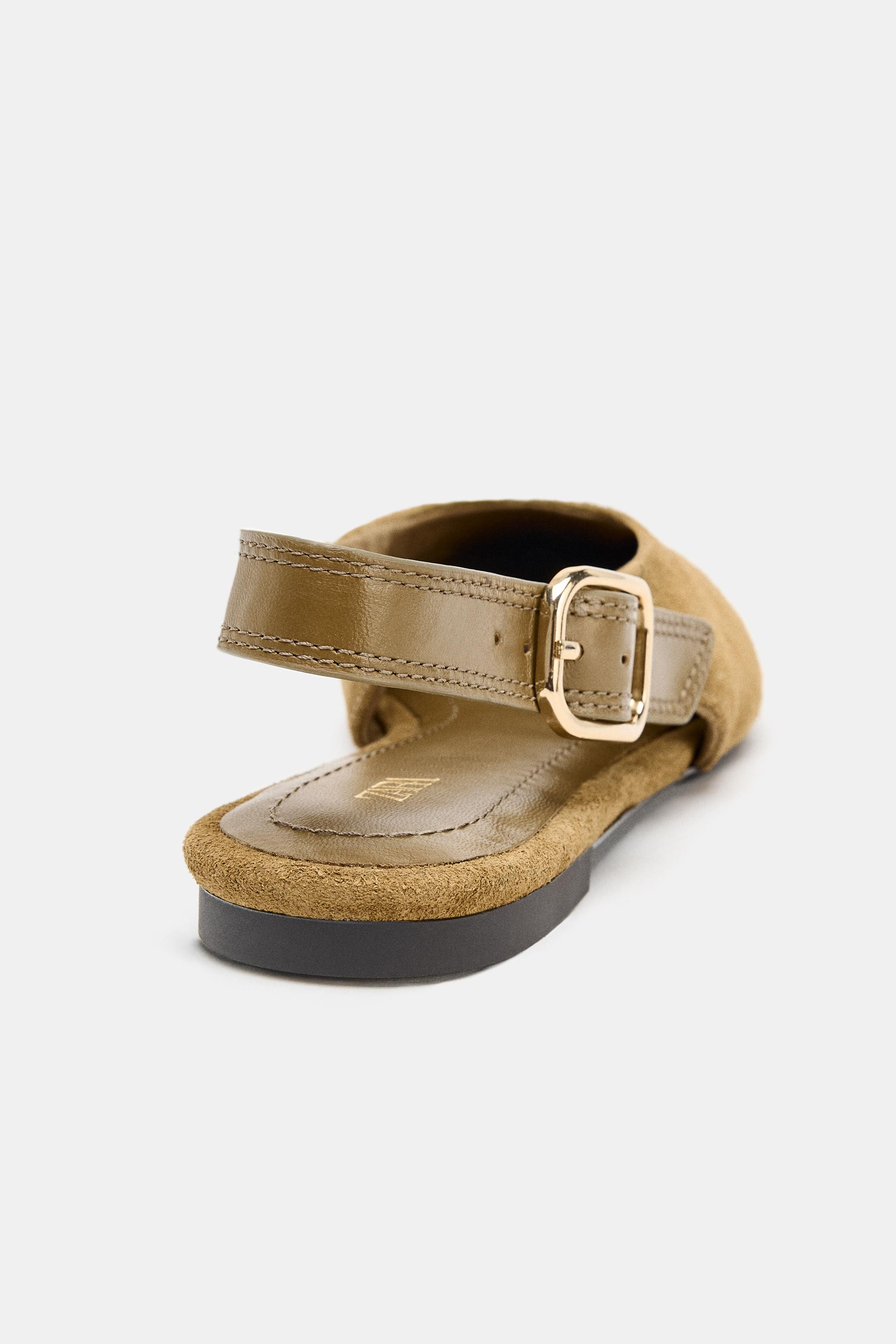 COMBINED LEATHER SLINGBACK SHOES | Zara US