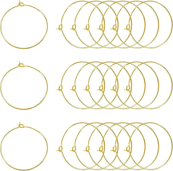 TOAOB 100pcs Wine Glass Charming Rings 25mm Gold Open Earring Beading Hoop Favor | Amazon (US)