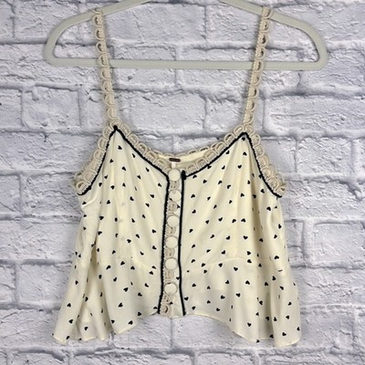 Free People Womens Size S Crop Cami True to the Heart Tank Ivory | eBay US