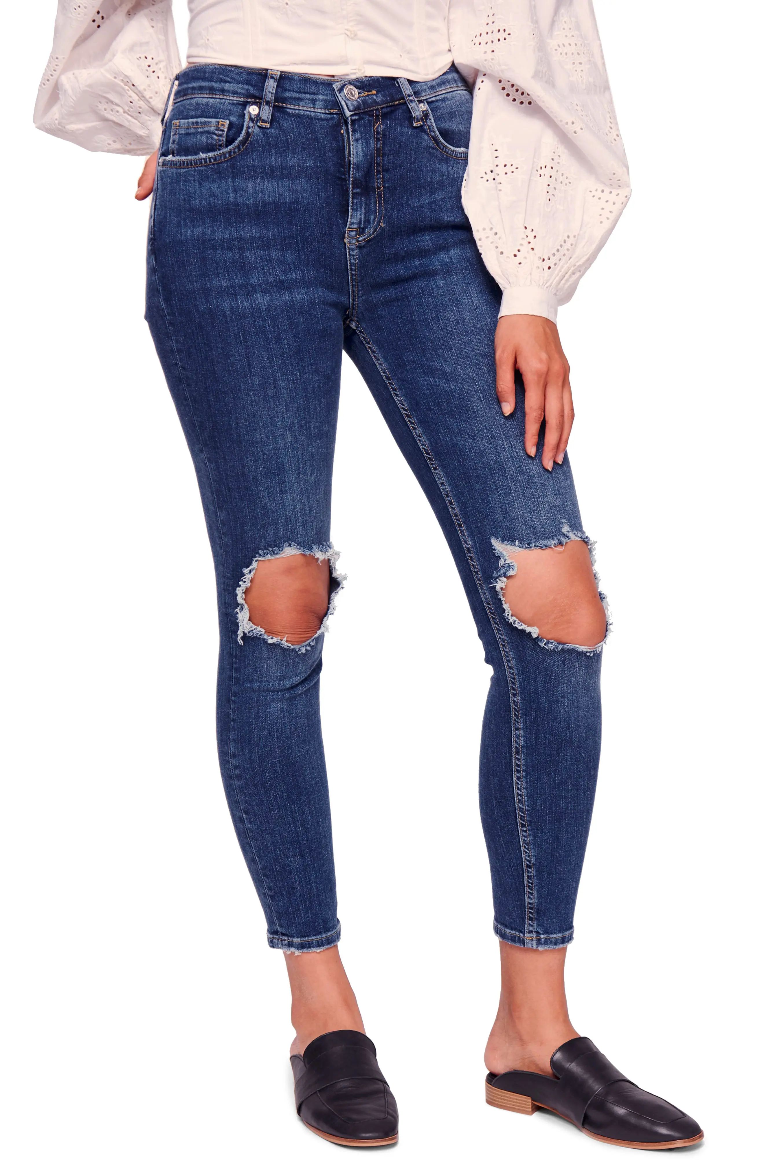 We the Free by Free People Ripped High Waist Ankle Skinny Jeans | Nordstrom