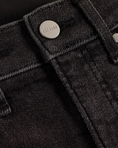 Super High Waisted Faux Leather Paneled '90s Slim Jeans | Express