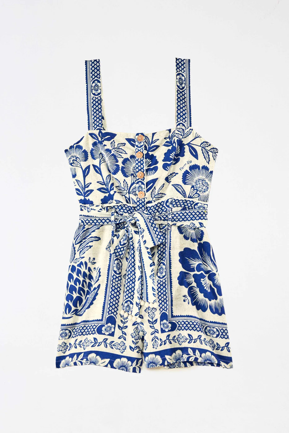 BLUE PINEAPPLE GARDEN SLEEVELESS ROMPER | FarmRio (US)