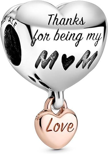 PANDORA Jewelry Love You Mom Heart Charm - Necklace or Bracelet Charm for Women - Gift for Mom - ... | Amazon (US)