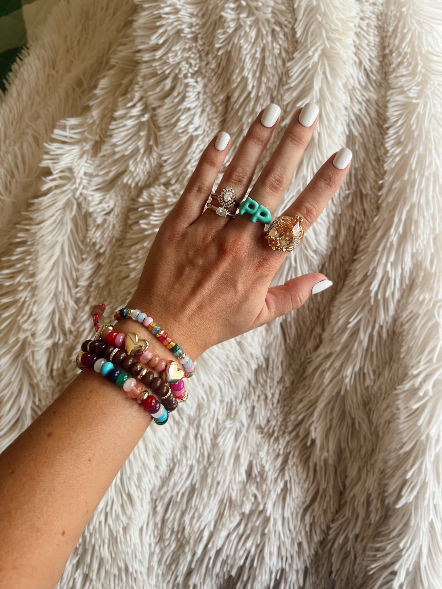 Colorful bracelet stack 🩷💘🩵